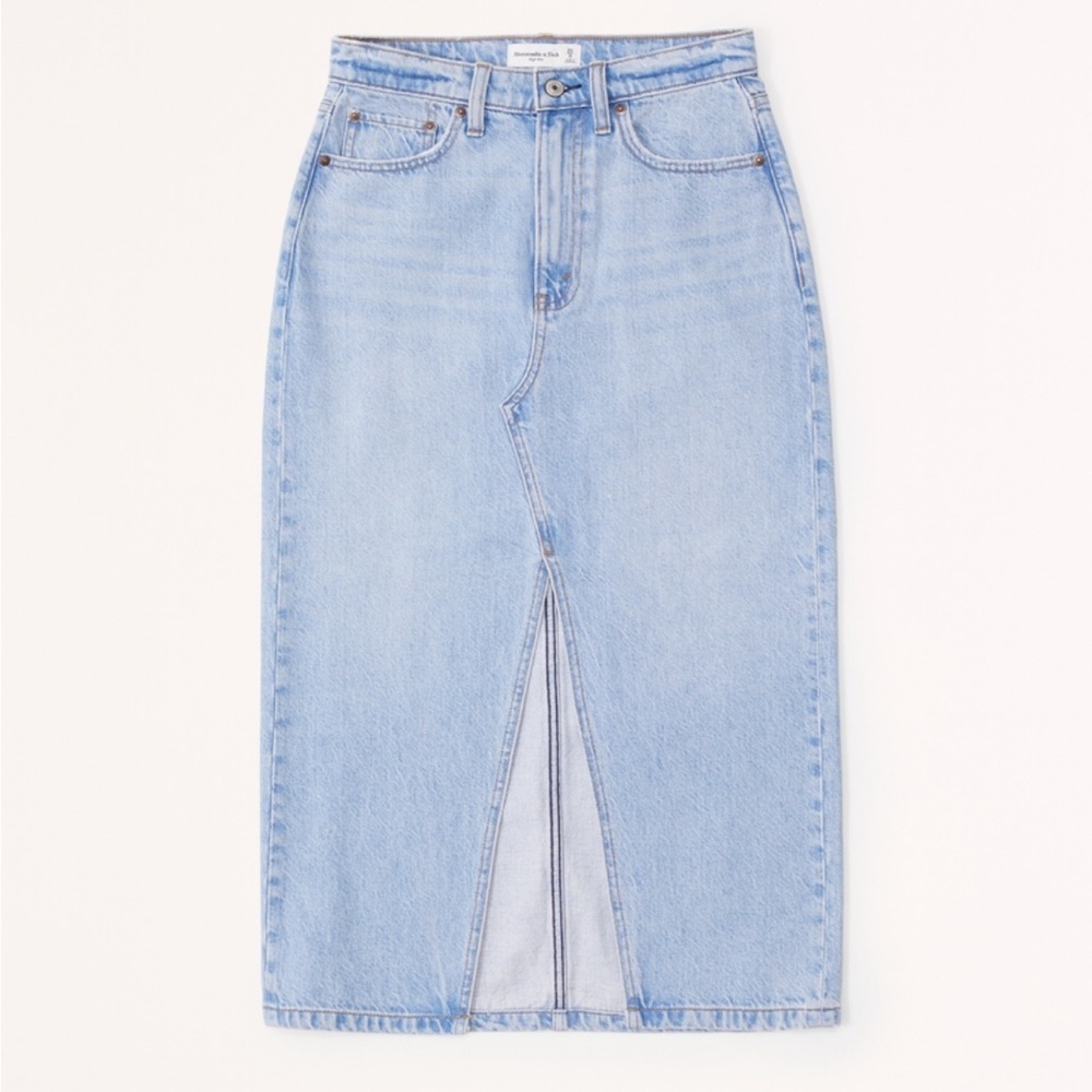 NWT Abercrombie Denim Midi Skirt 32P - Picture 3 of 8